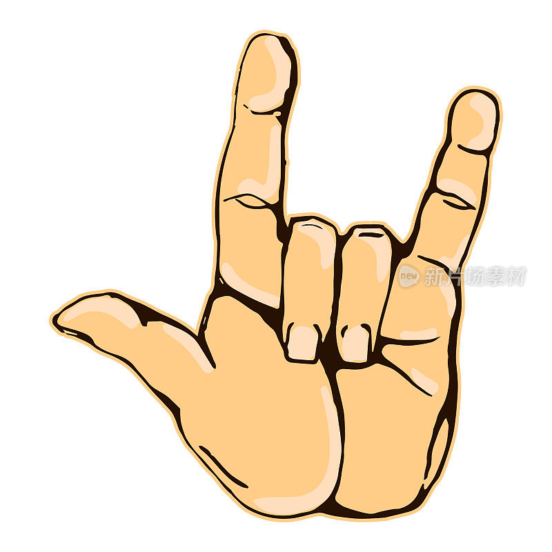 Realistic rock n roll hand gesture icon graphic